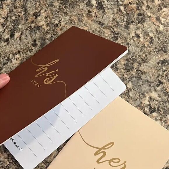 COPY - His and Her Wedding Vow Book Set Green and White - Picture 4 of 7